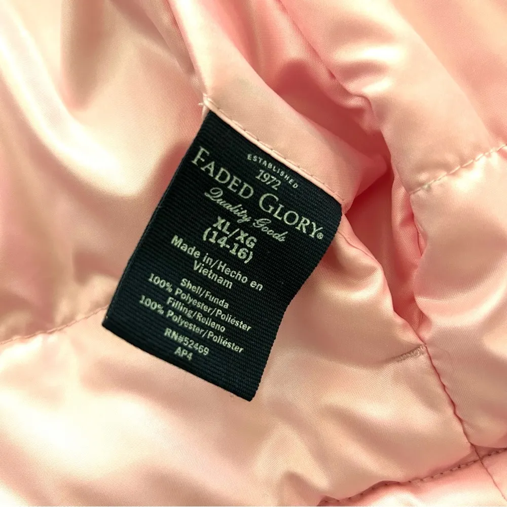 hot pink/pink reversible hooded puffer jacket, size XL 14/16 - Image 13