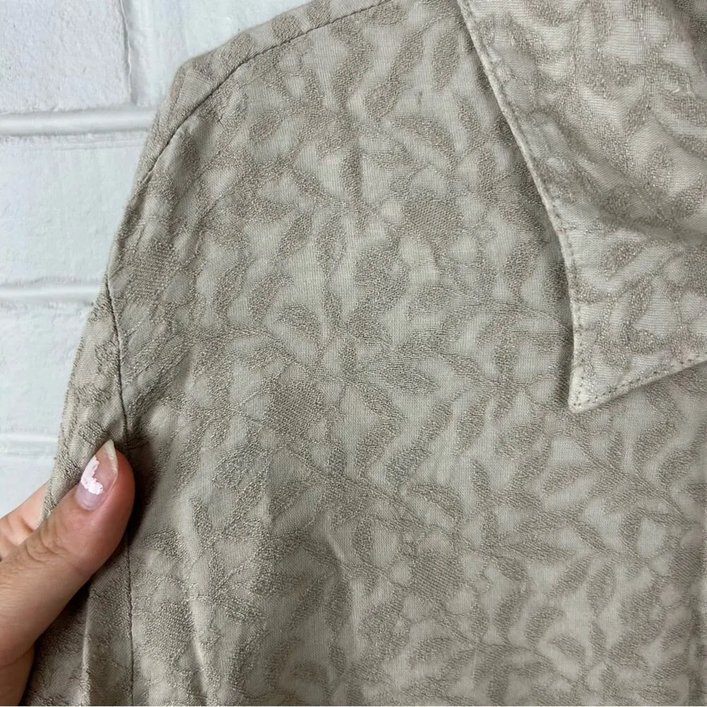 CP Shades Neutral Vine Leaf Embroidered Button Down Long Sleeve Top Size M - Image 8