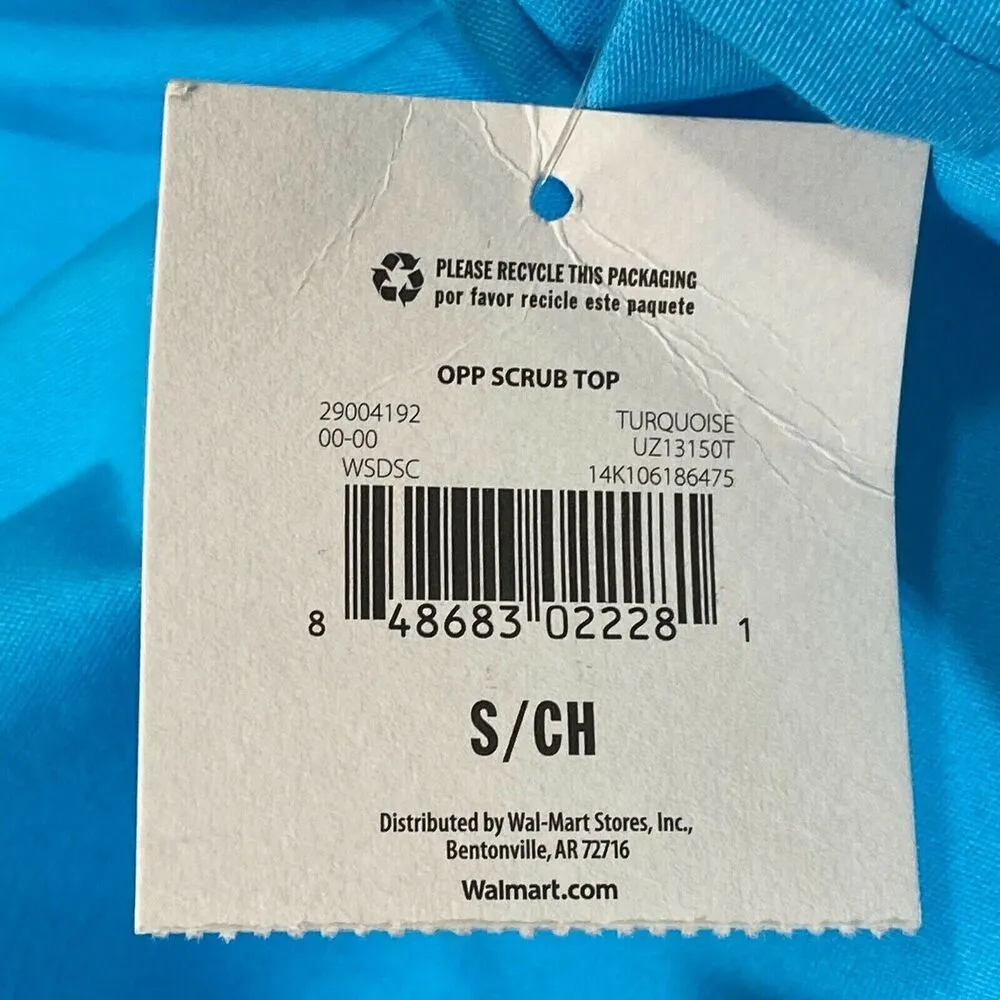 Walmart  Solid Blue Scrub Top Shirt Size Small S - Image 5