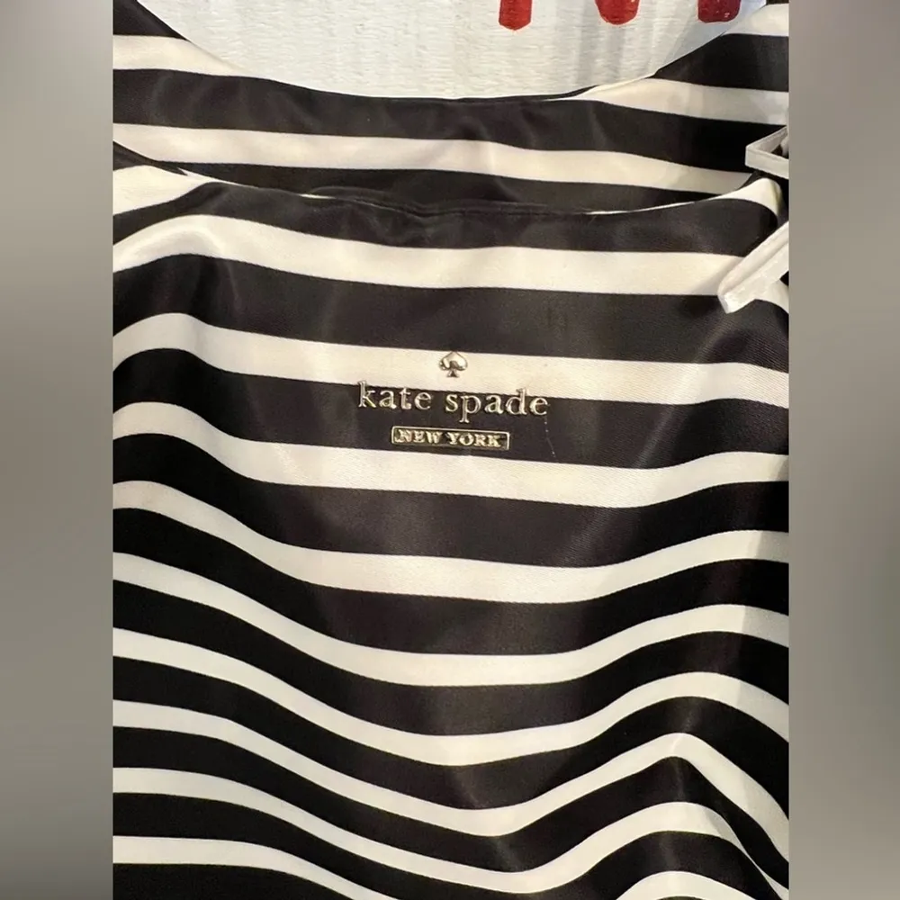 NWT Kate Spade Stevie Baby Bag Tote Nylon Classic Black White Stripe Diaper NEW - Image 3