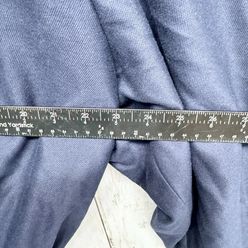 Vintage Reporter Coat Large Navy Collared Button Belted Split Back Long Peacoat Blue - Image 6