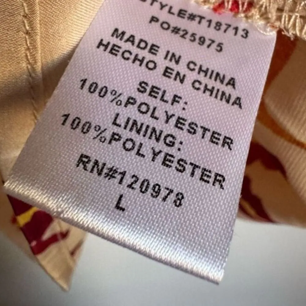 Entro Womens Satiny Floral Animal Print Puff Sleeve Babydoll Top sz L Feminine - Image 3