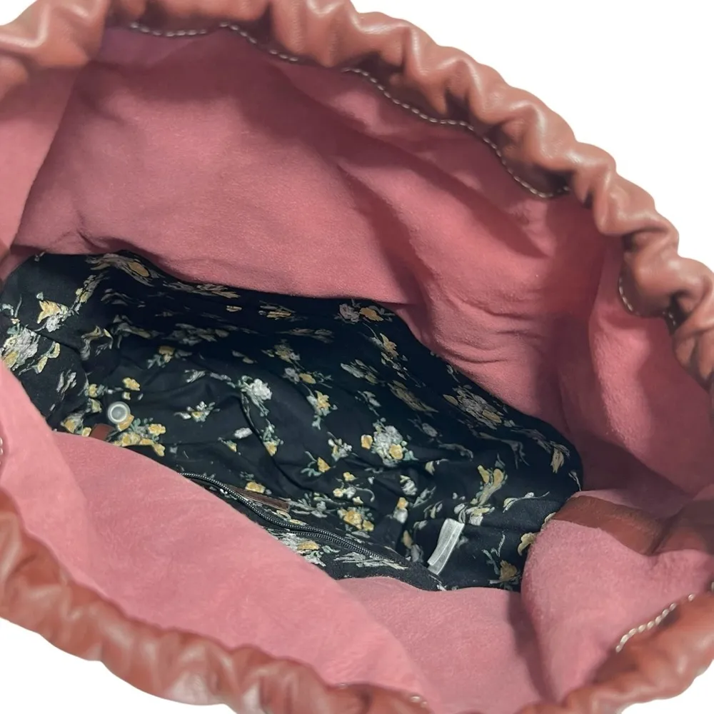 Nocona Satchel Camo Style Flower Embroidered Concealed Carry Drawstring Purse Brown - Image 9