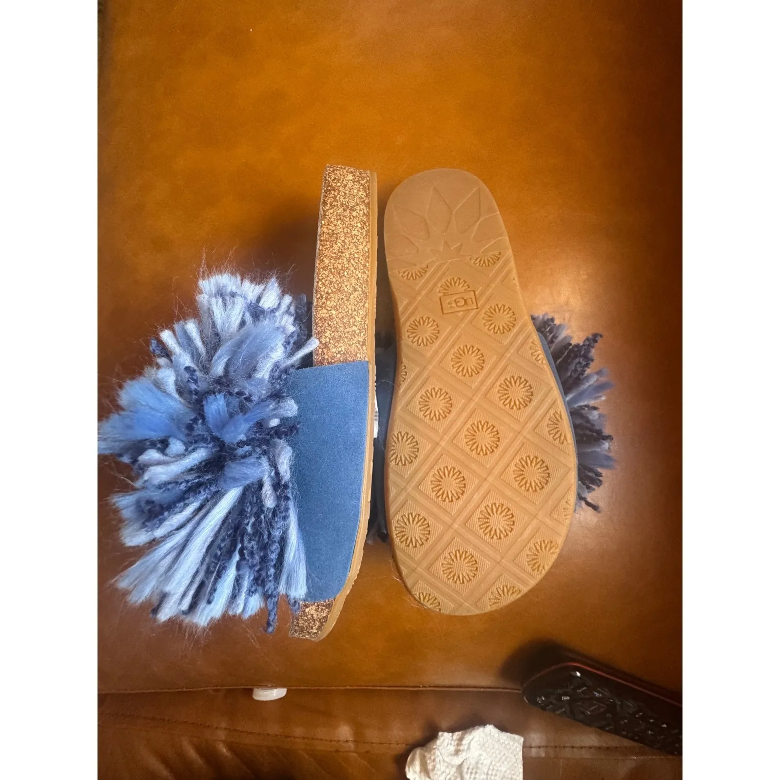 UGG "Cindy" Fuzzy Pom Slippers — NWT (Size 7 US) - Image 2