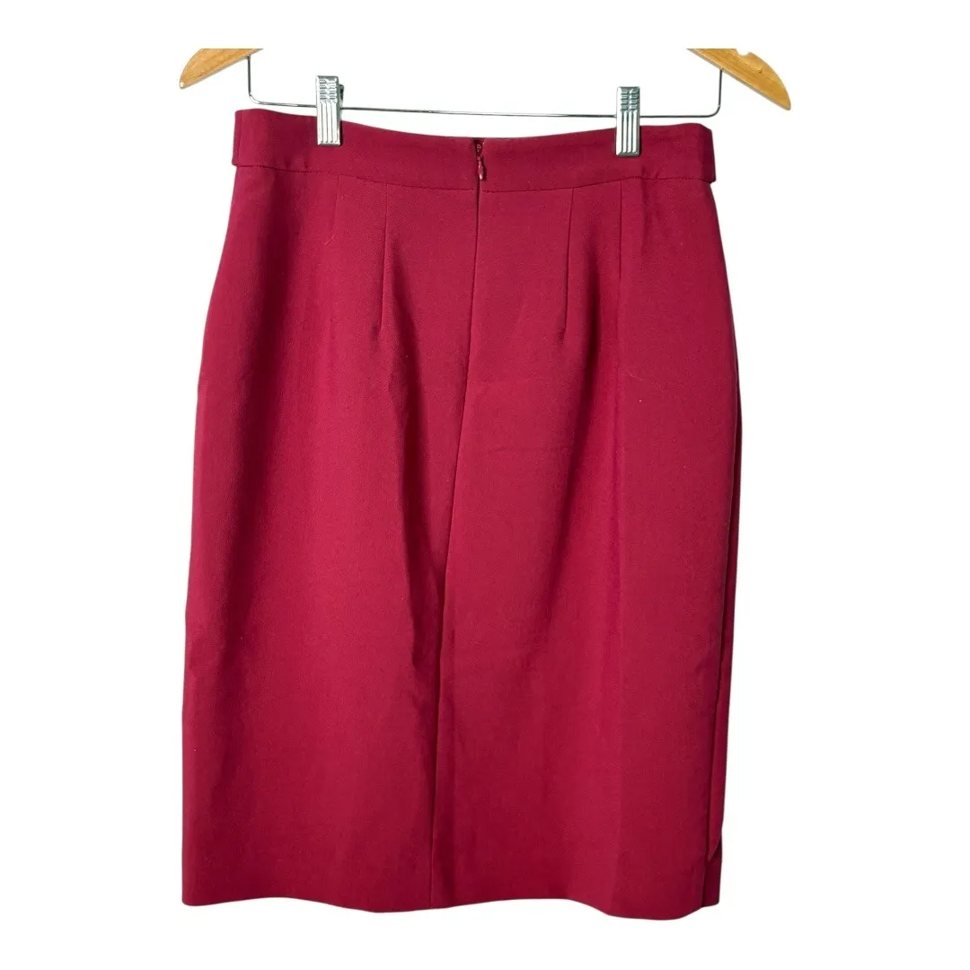 Ann Taylor Curvy Fit Skirt Pencil‎ Career Button Slit Pink Fuchsia Women Size 2 - Image 2