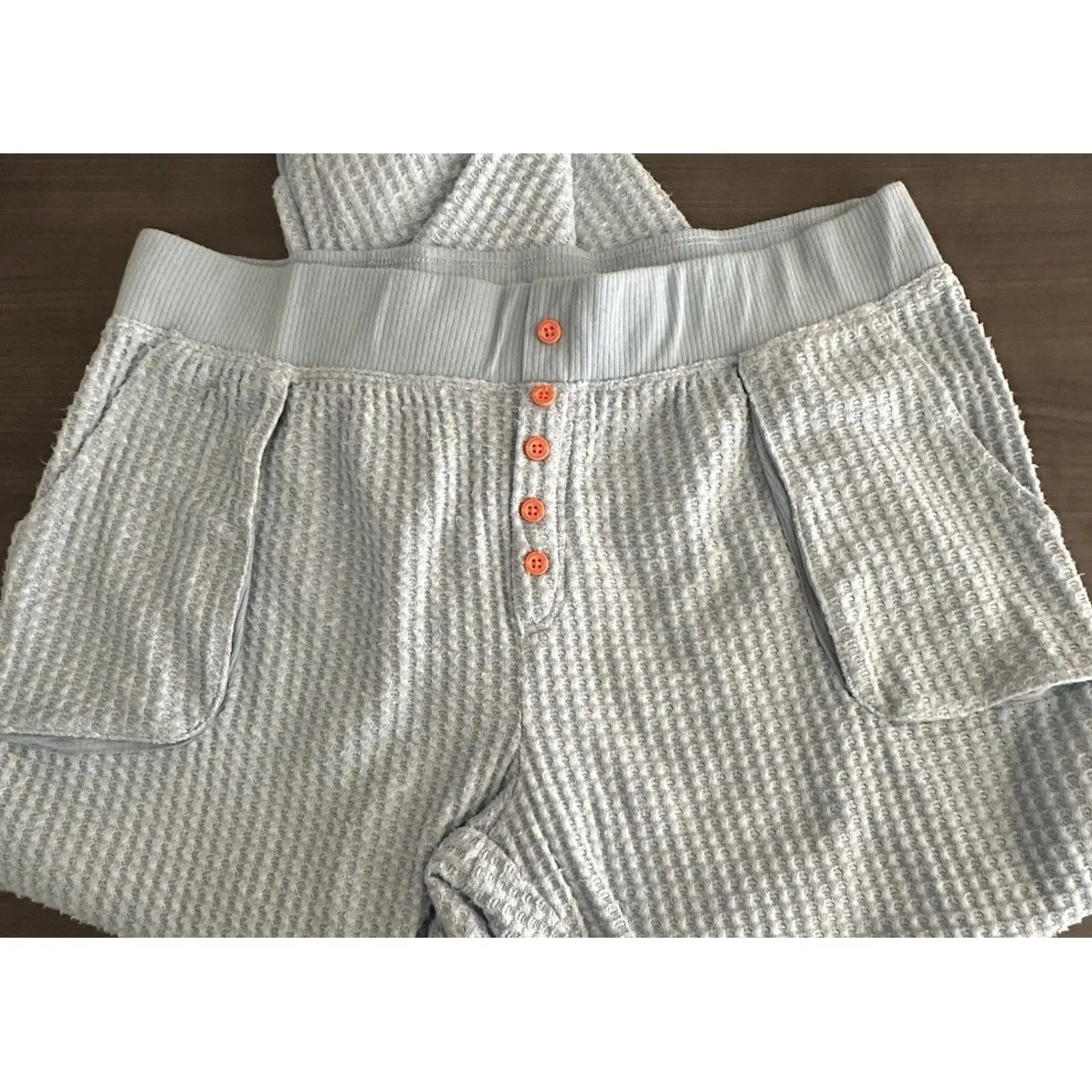 Coquette Blue Waffle Knit Lounge Set Womens Large Henley Top Pants Cozy - Image 9