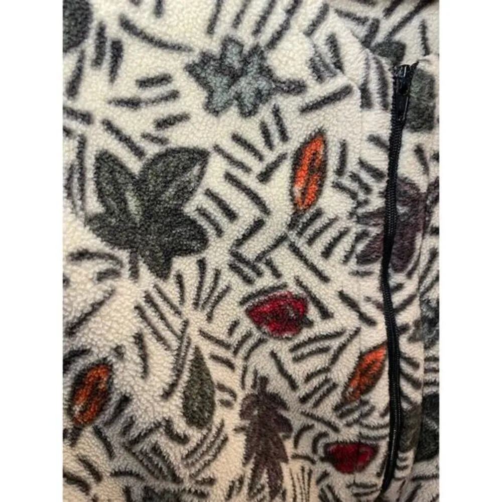 The North Face Women Large Vintage Zip Up Sweater Vest Fleece 90s Leaves Pattern - Image 10