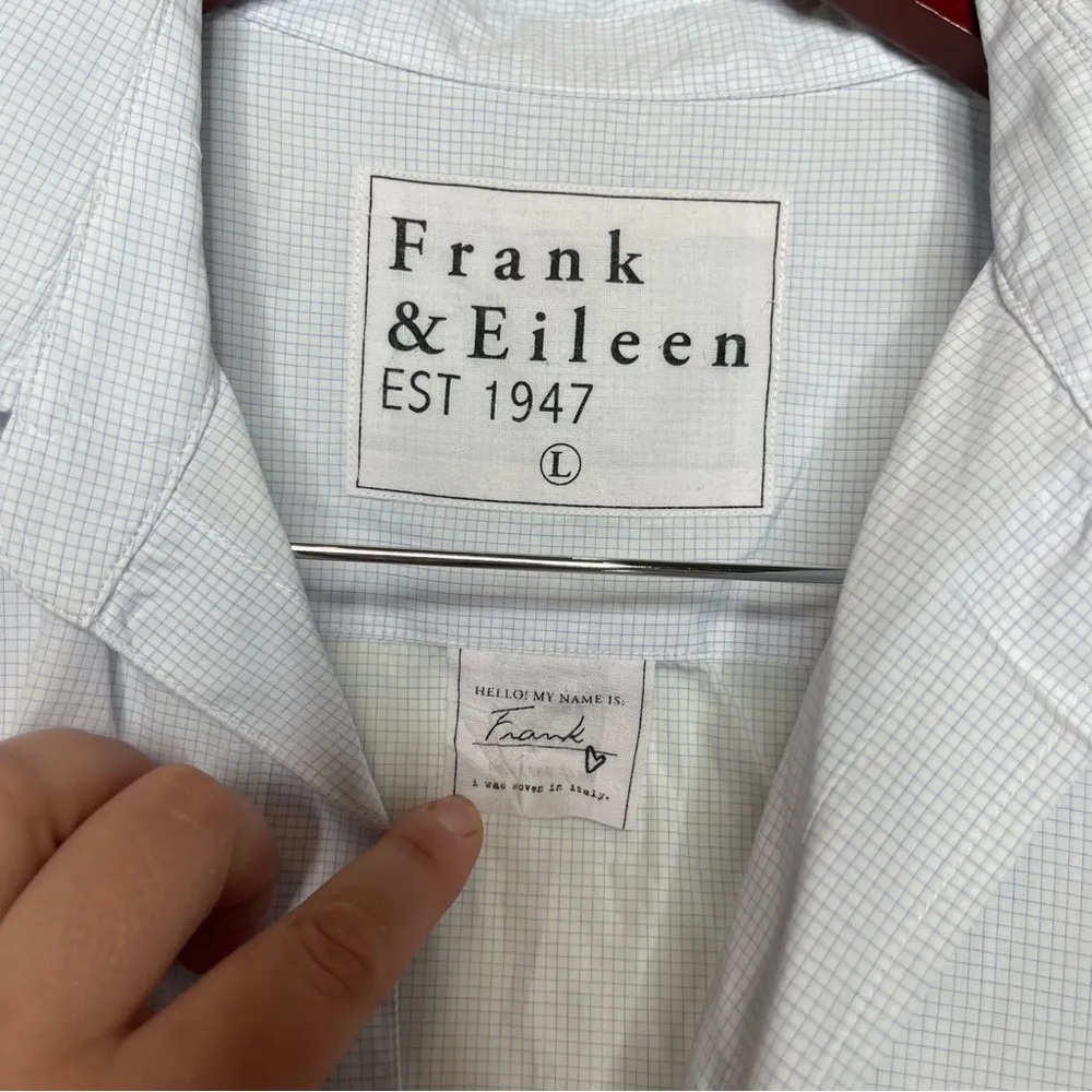 Frank & Eileen FRANK Classic Button-Up Blue micro check Shirt sz L - Image 9