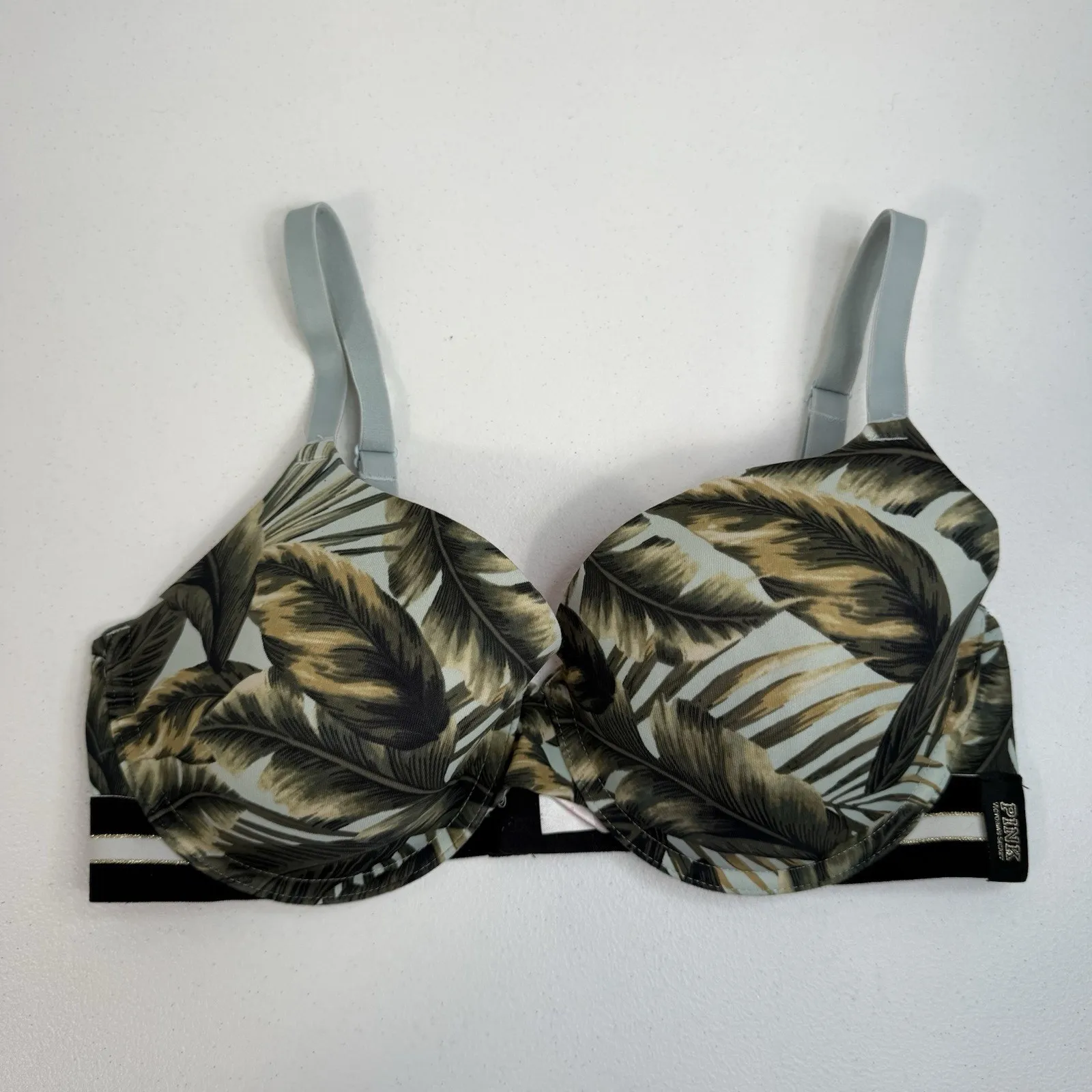 Victorias Secret PINK 34DD Wear Everywhere T-Shirt Lightly Lined Bra Leaf Print - Image 2