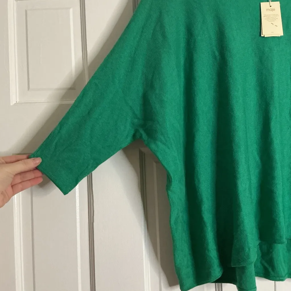 Maje Emerald Green Crew Neck Sweater NWE WITH TAGS - Image 3