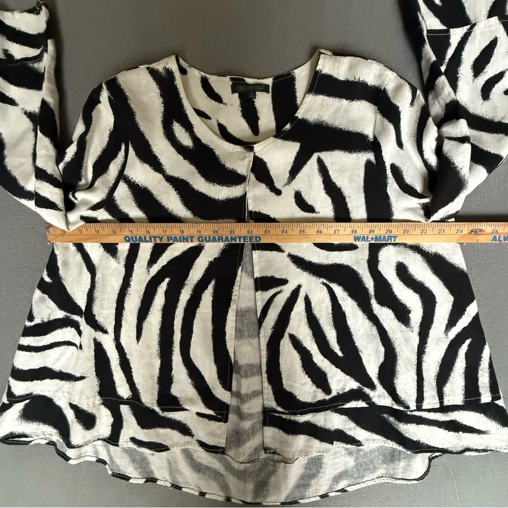 For Cynthia Black and‎ White Fun Zebra Print Blazer Swing Jacket size medium - Image 12