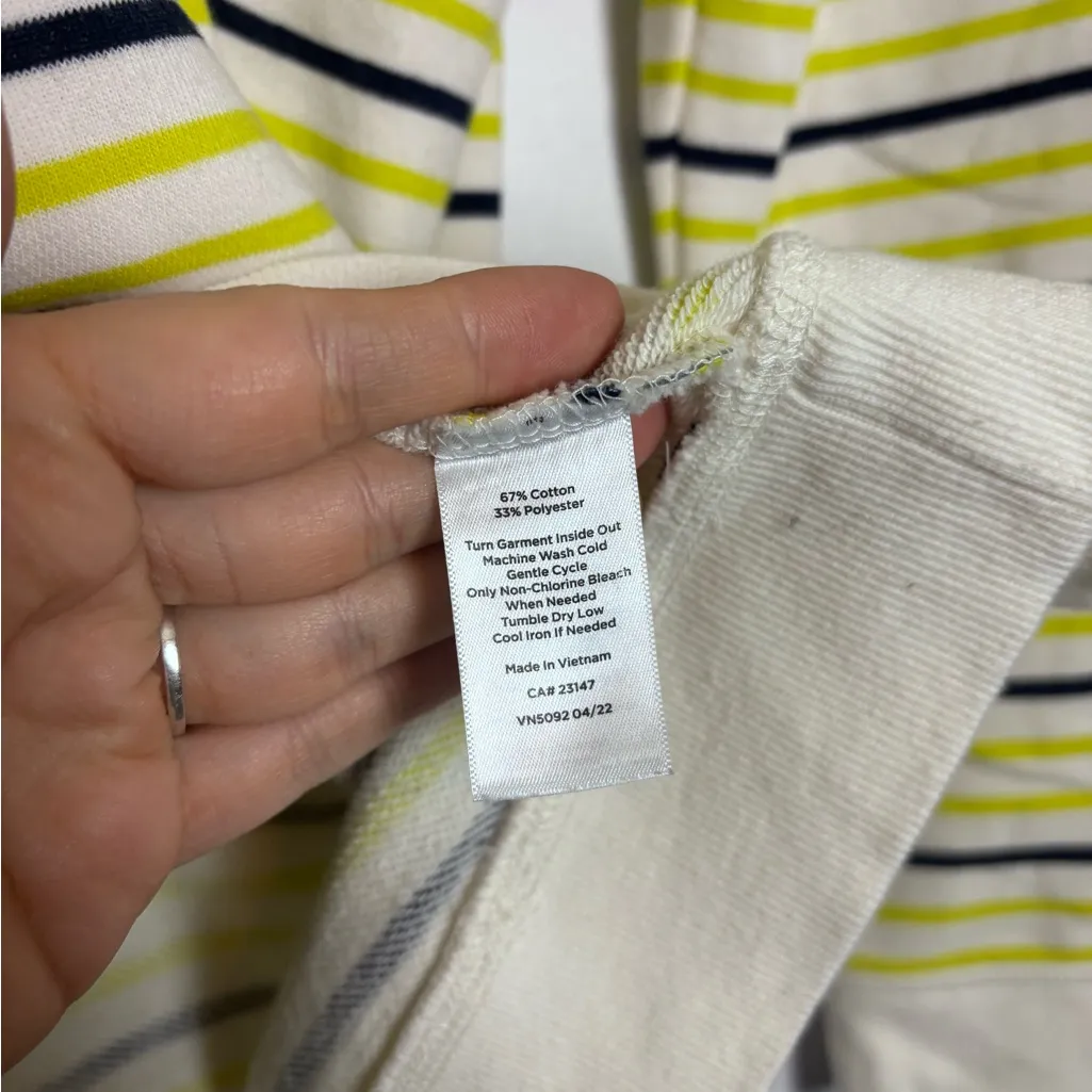 Talbots Green White Striped Classic French Terry Half-Zip Pullover Sweater Top - Image 5