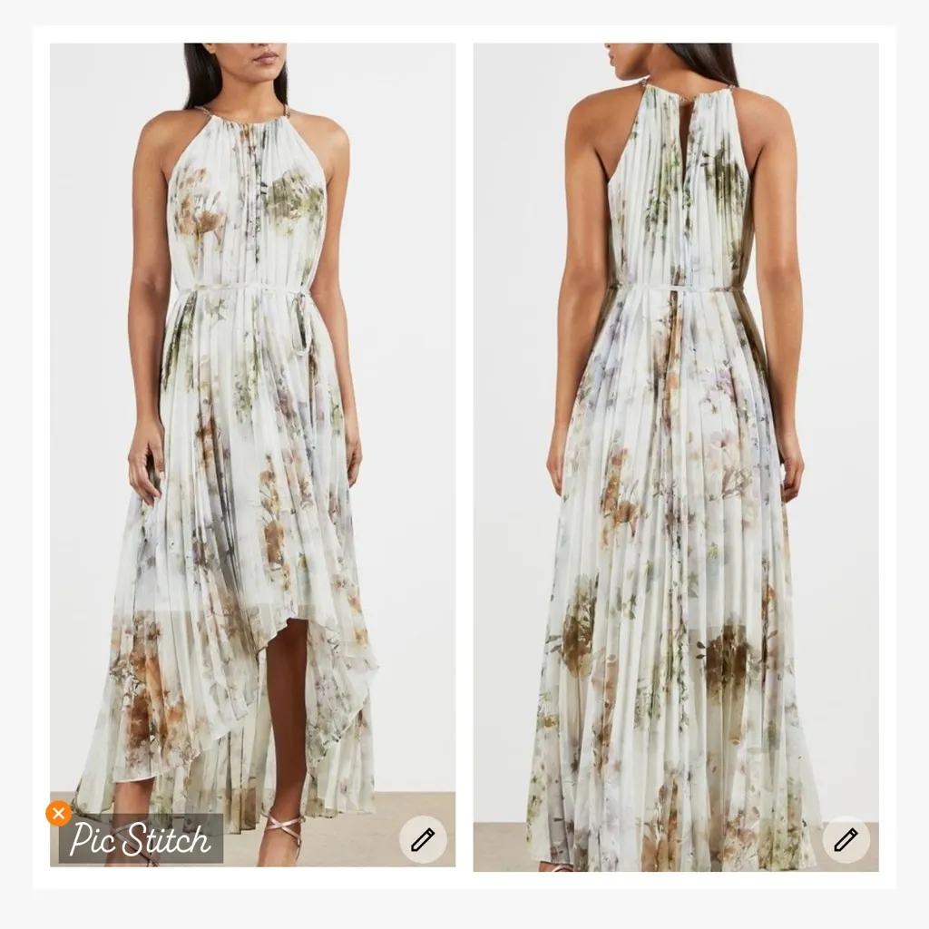 Ted Baker London Vanilla Pettraa Pleated Hi Low Midi Dress - Image 2