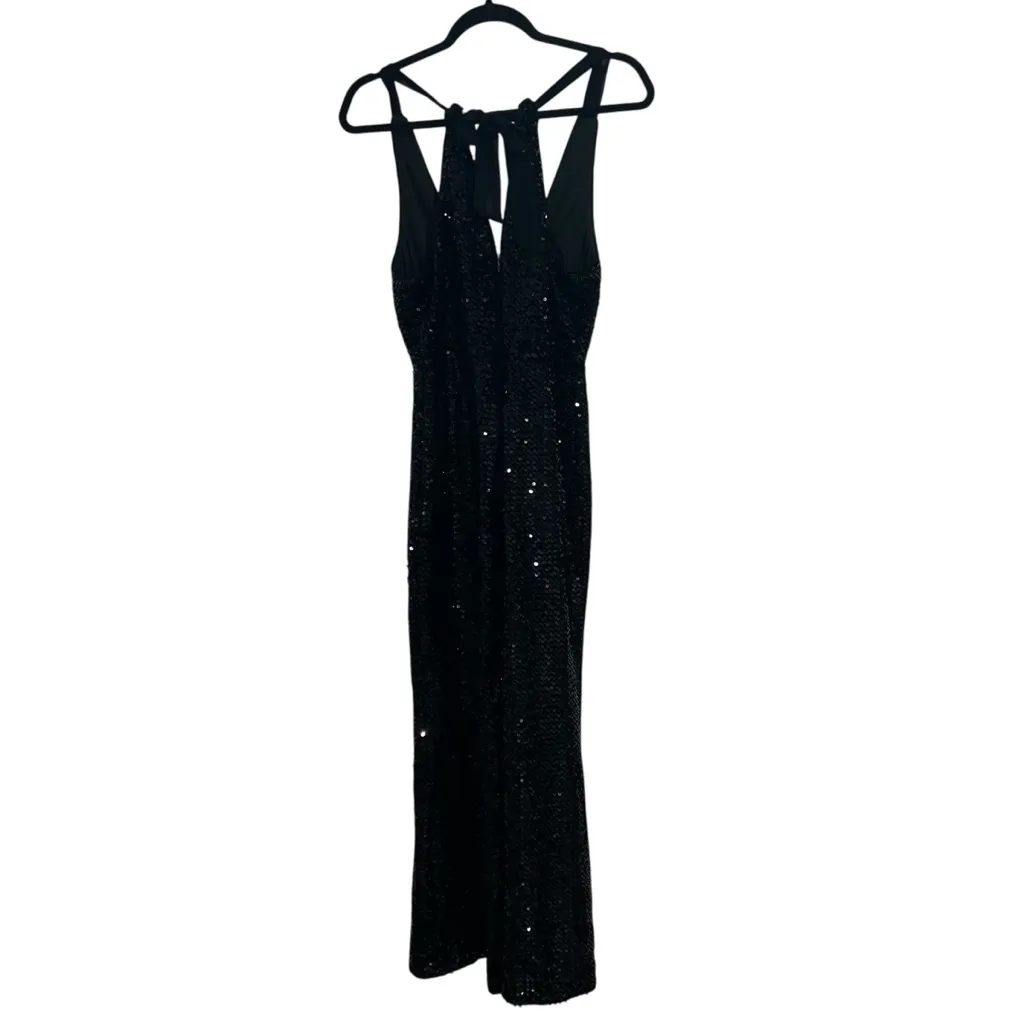 NEW NWT Anthropologie Hutch Sequin Halter Jumpsuit In Black - Image 10