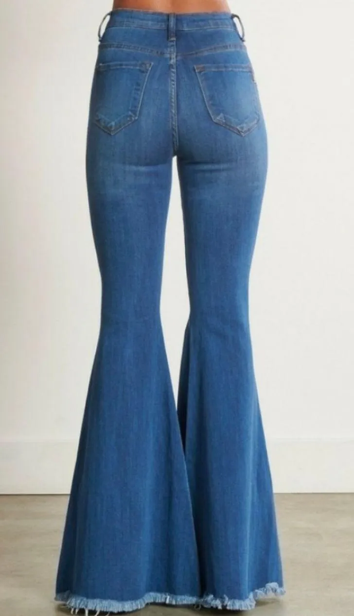 High Waisted Flare Pants Blue Size 28 - Image 2