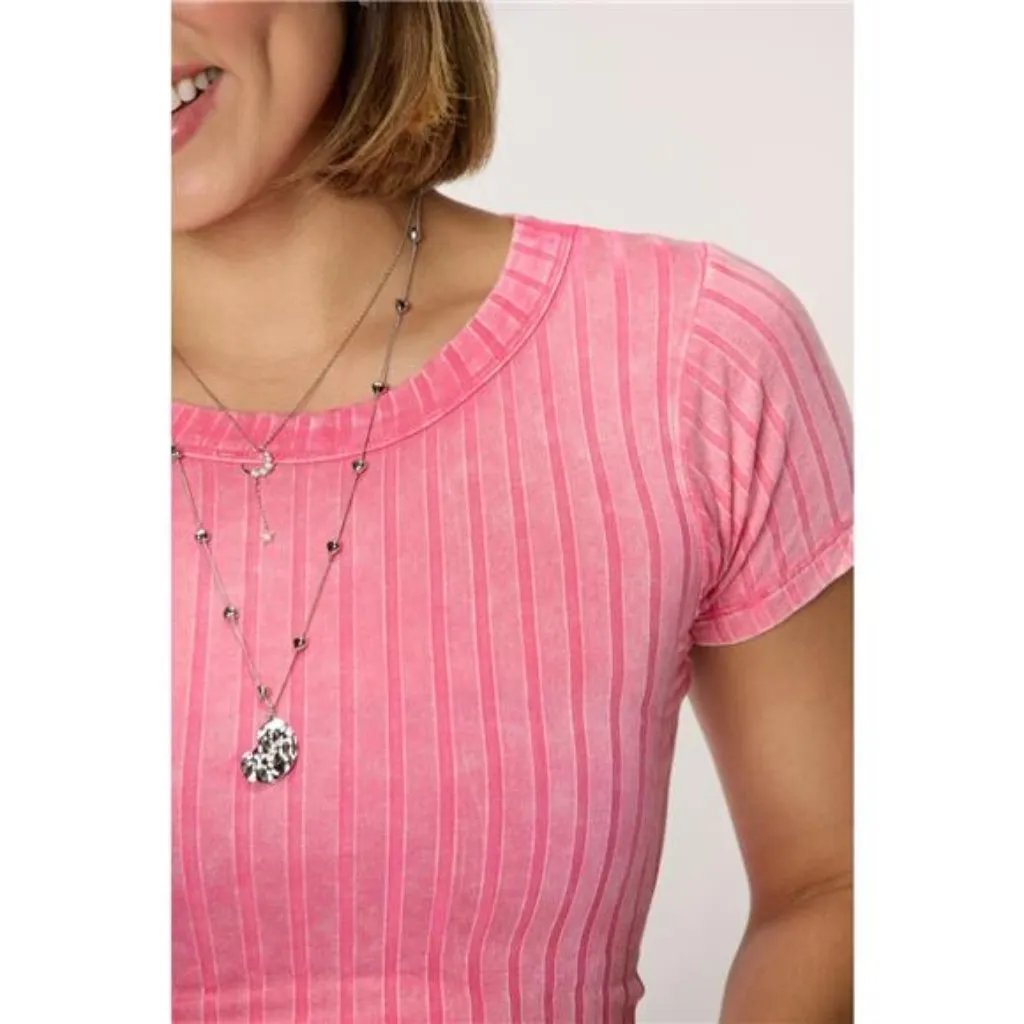 Zenana Washed Ribbed Short Sleeve Cropped T-Shirt - Image 5