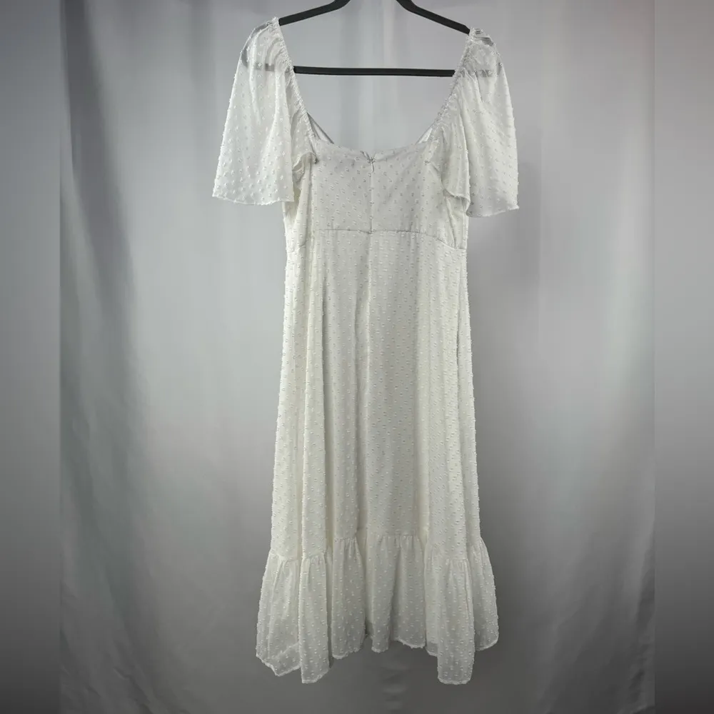 Lulus Only Lovers Swiss Dot Short‎ Cape Sleeve Midi Dress in White Size Medium - Image 8