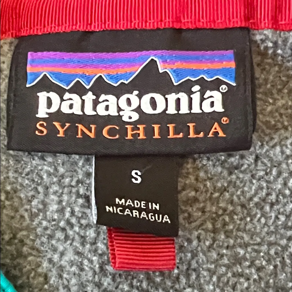 PATAGONIA lightweight synchilla snap-T fleece pullover gray turquoise Size S - Image 6