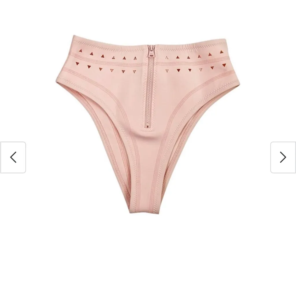 New GIGI C Women's McKenzie High Waist Cutout Bikini Bottom pink icing Large - Image 4