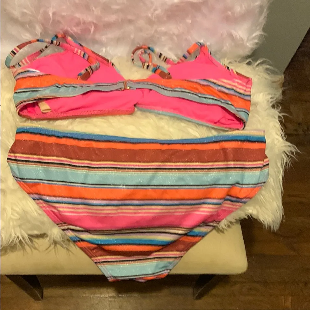 No Boundaries Colorful Striped Bikini - Image 5