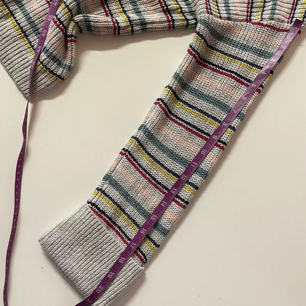 Caslon Light Gray Colorful Stripe Round Neck Knit Pullover Sweater Size S NWT - Image 7
