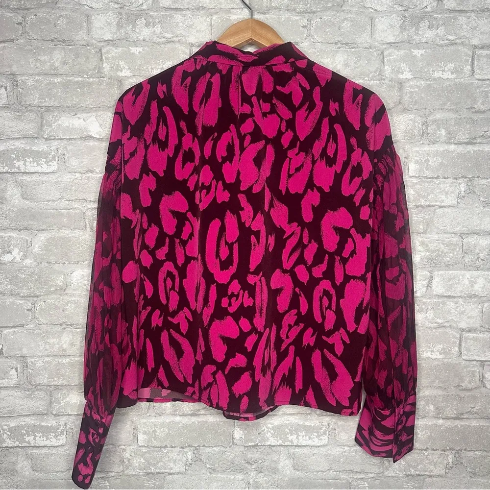 Who What Wear Women’s Blouse Animal Print Size XXL (Black Pink) - Image 10