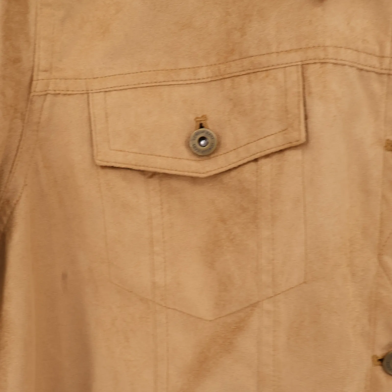 Tan Faux Vegan Suede Utility Shacket Womens Western Closet Staple Retro  Size XL - Image 5