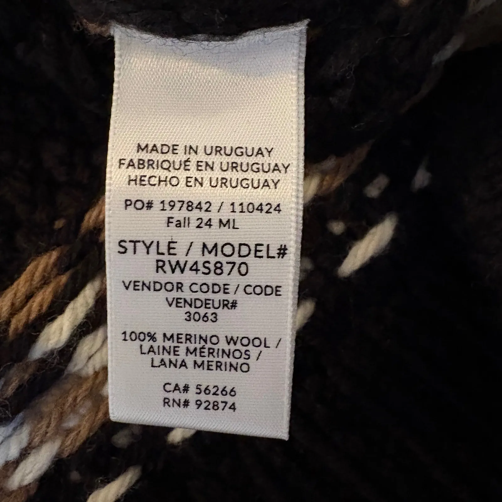 Splendid Henrietta Fair Isle Knit Mock Neck Sweater S Black‎ Brown Cream - Image 10