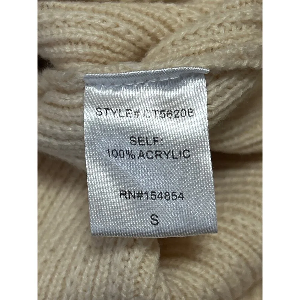 NEW Rehab Lab Beige Ribbed Knit Long Sleeve Pin Collar Cardigan Crop Top Size S - Image 5