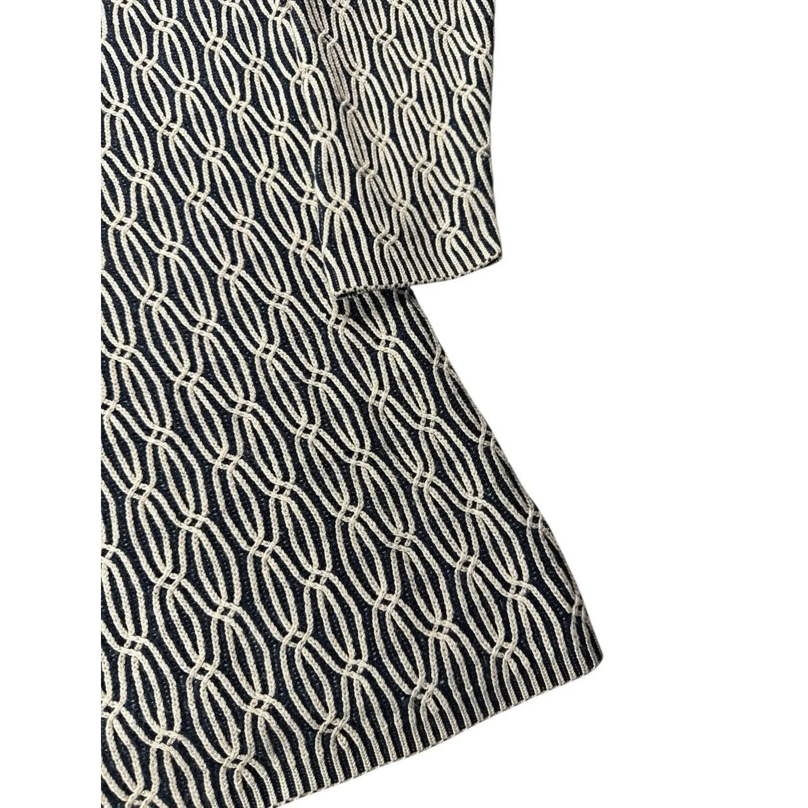 Liz & Co. Navy White Brioche Nautical Crewneck Tunic Sweater Medium Long Sleeves - Image 2