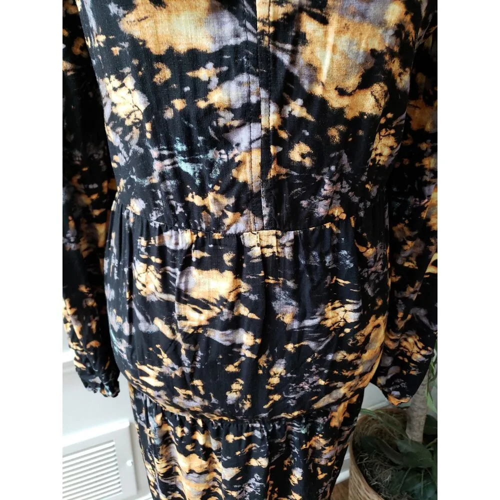 Women's True Craft Black Tie Dye Long Sleeve Dress Size 1X Rayon Fall Style - Image 4