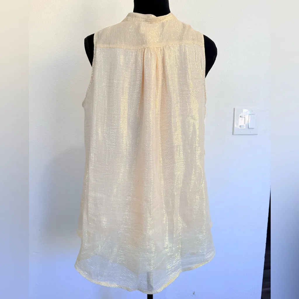 100% Silk Shimmering Cream Blouse - Image 8