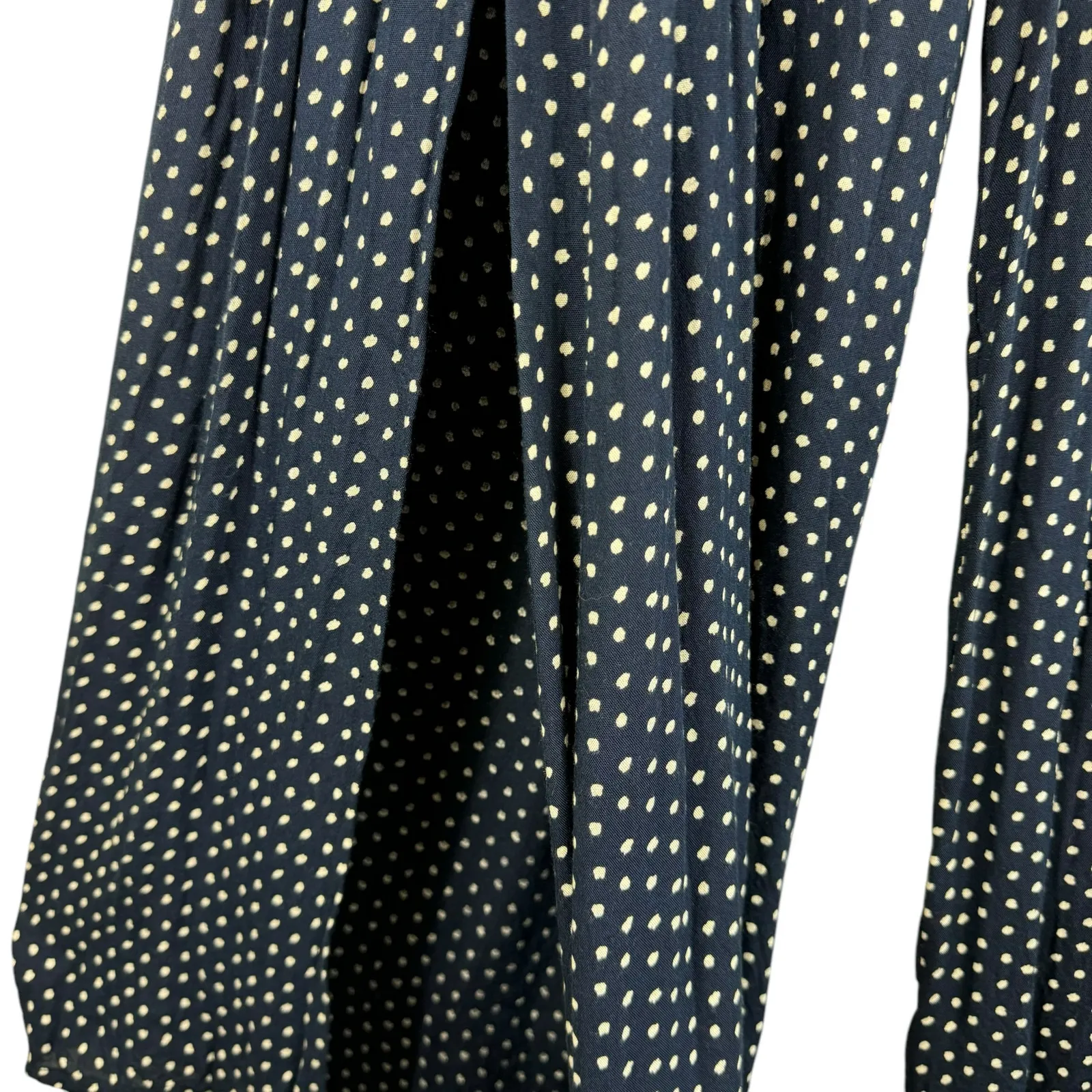 B Collection By Bobeau Navy Blue White Polka Dot Rayon Casual Wide Leg Pants L - Image 4