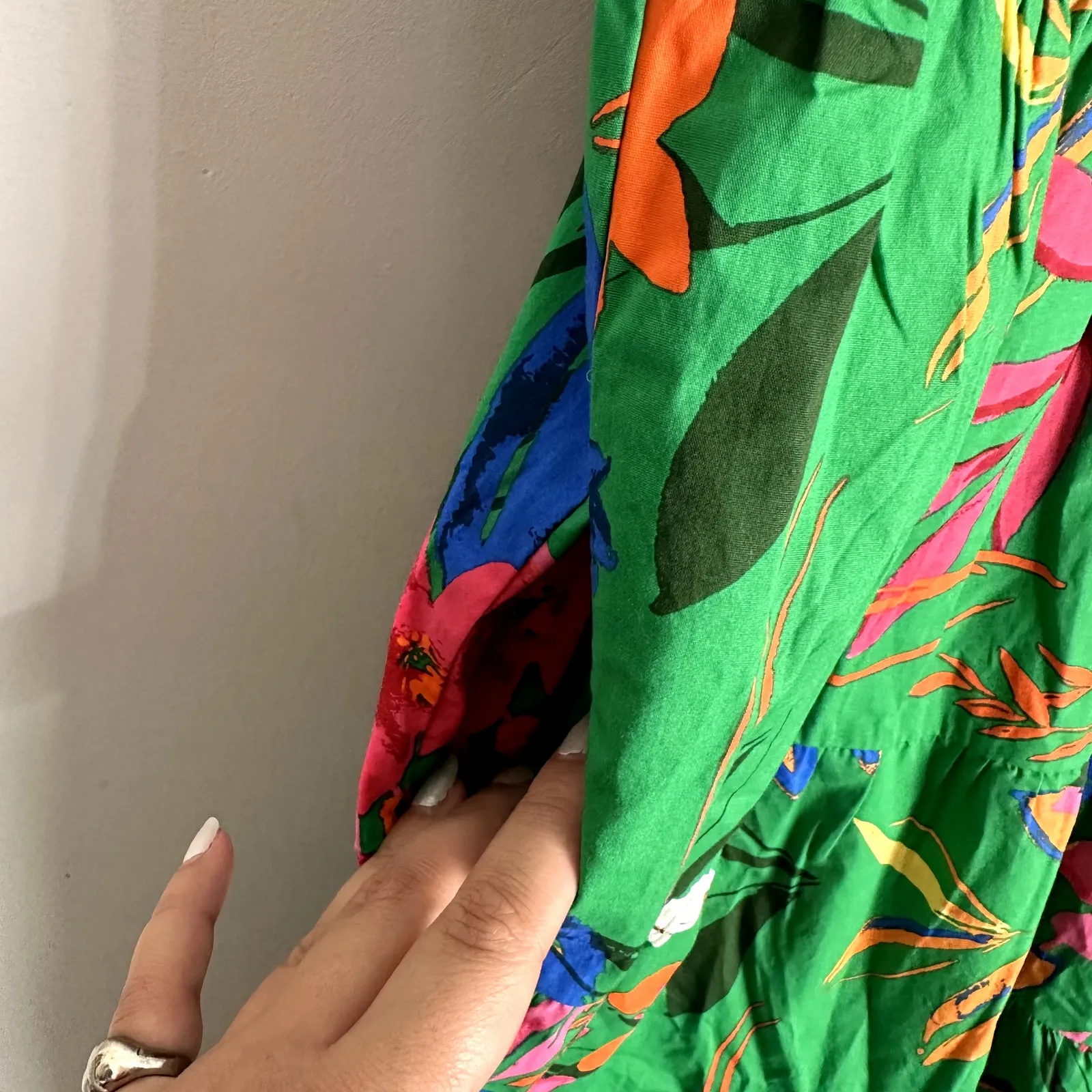 J Crew Factory Tall Printed Tiered Halter Midi Dress Bright Clover Multi 12 NWT Green - Image 11