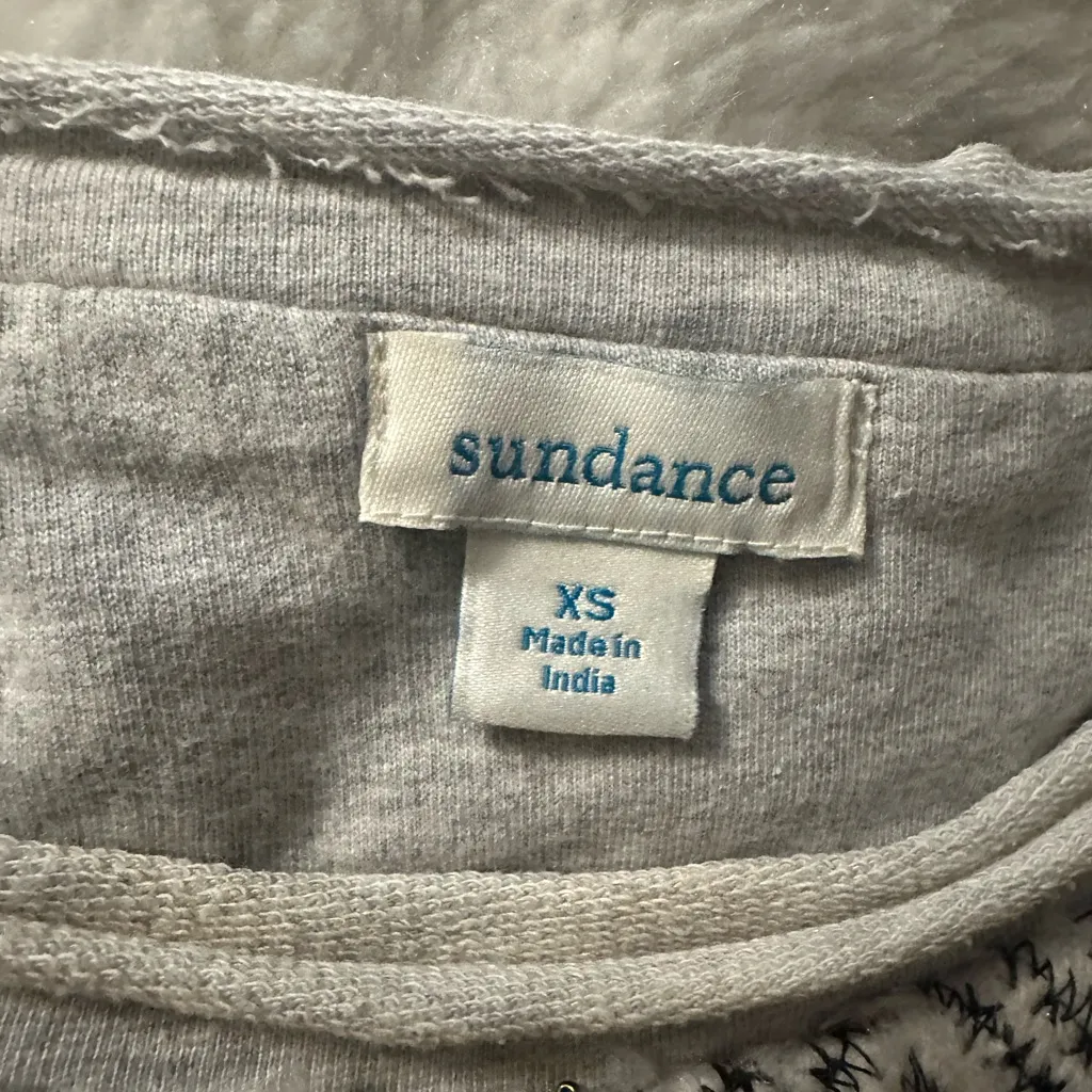 Sundance White Haven Sherpa Fleece Embroidered Sweater XS - Image 4