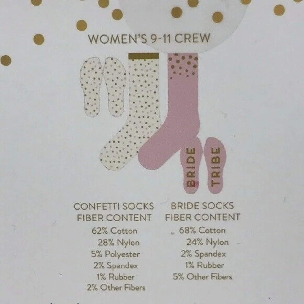 New‎ Bride Tribe Crew Socks 2 Pair sz 9 - Image 3