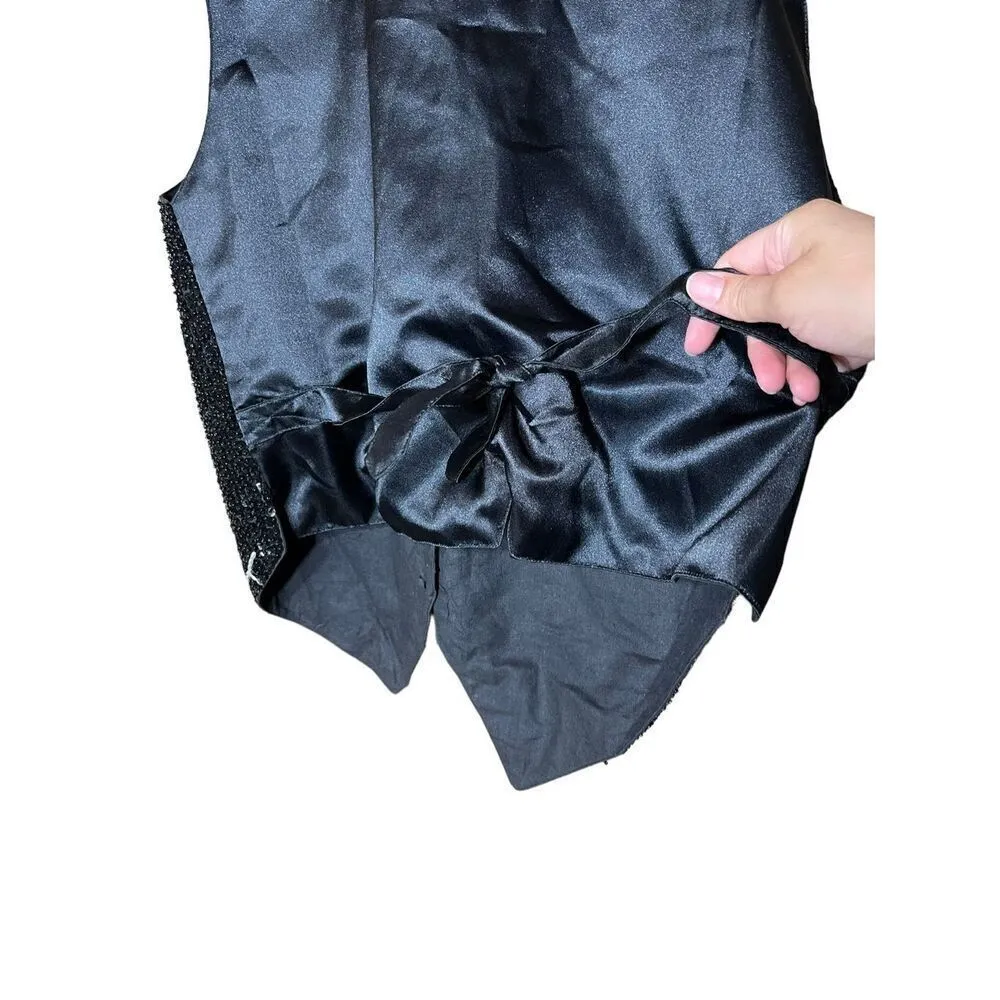 Vintage Theo 90s Sequin Beaded‎ Vest Size M Black Size M - Image 7