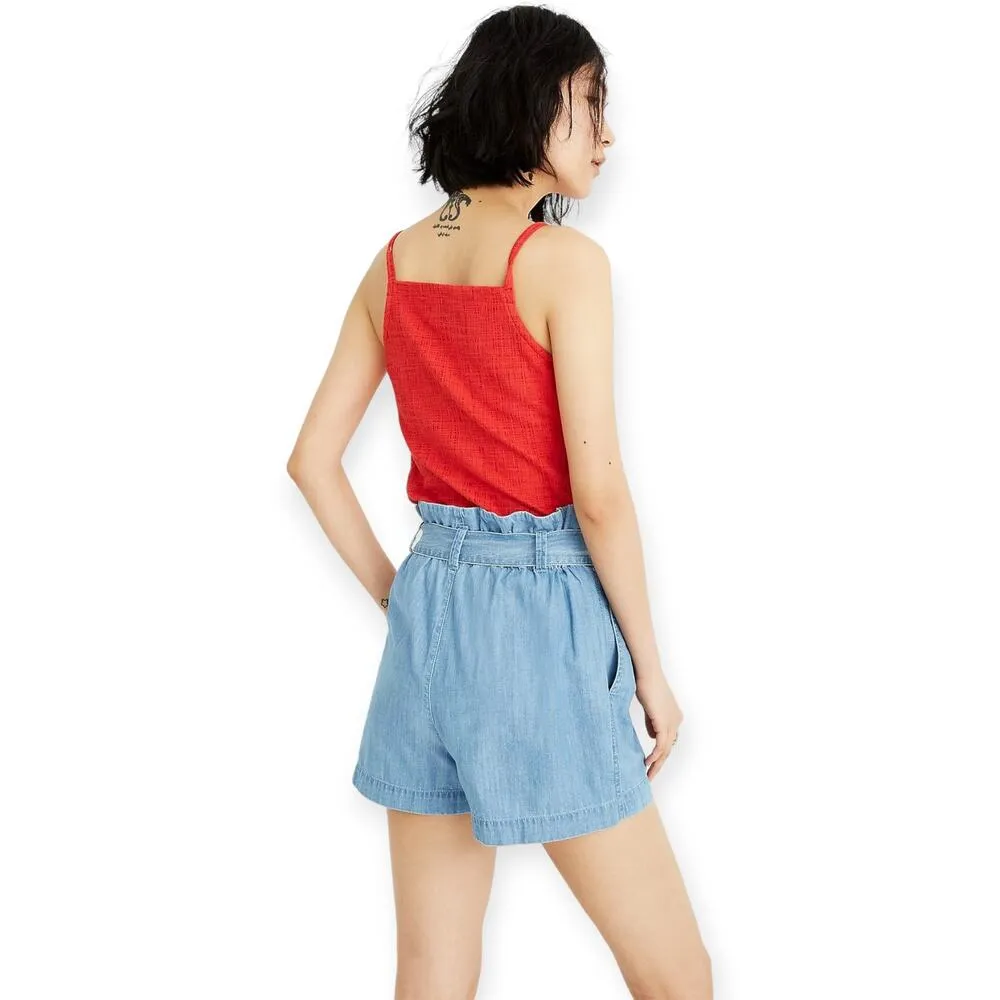 Madewell | Size 4 | Denim Chambray High Rise 3.5 Inch Inseam Paperbag Shorts - Image 4