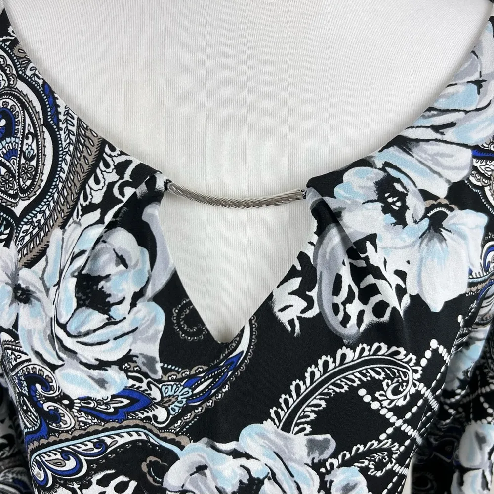 White House Black Market Floral & Paisley Print Dress - Size M - Metallic - Image 10