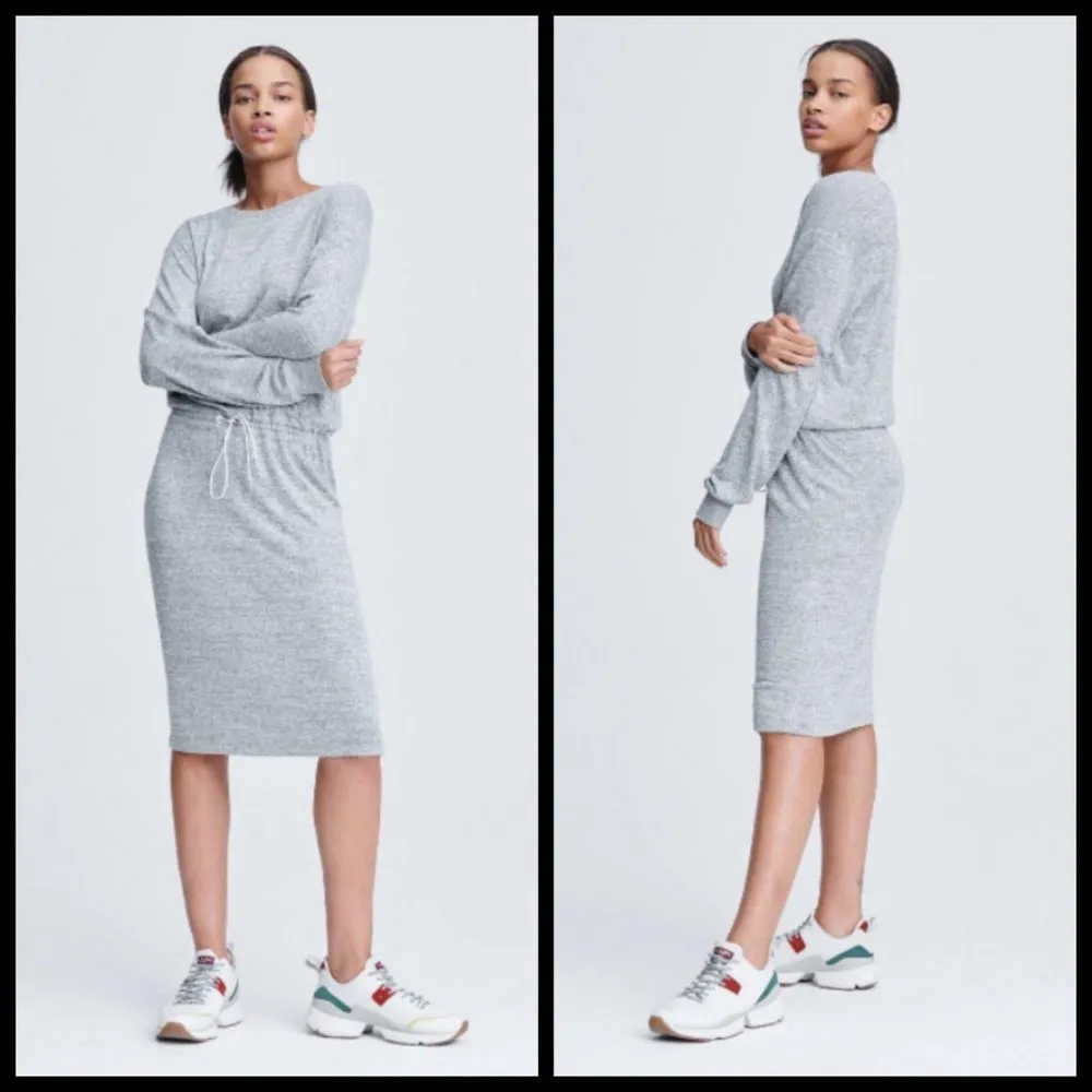 💕RAG & BONE💕 Avryl Long Sleeve Midi Sweater Dress Light Heather Gray Medium M - Image 3