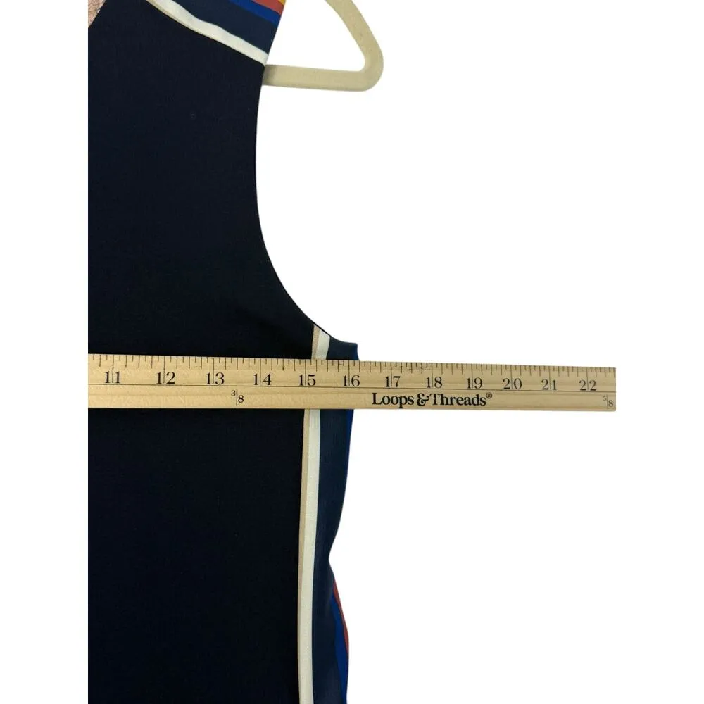 Hutch Anthropologie Shift Dress Women M Navy Blue Rainbow Stripe Pockets - Image 7