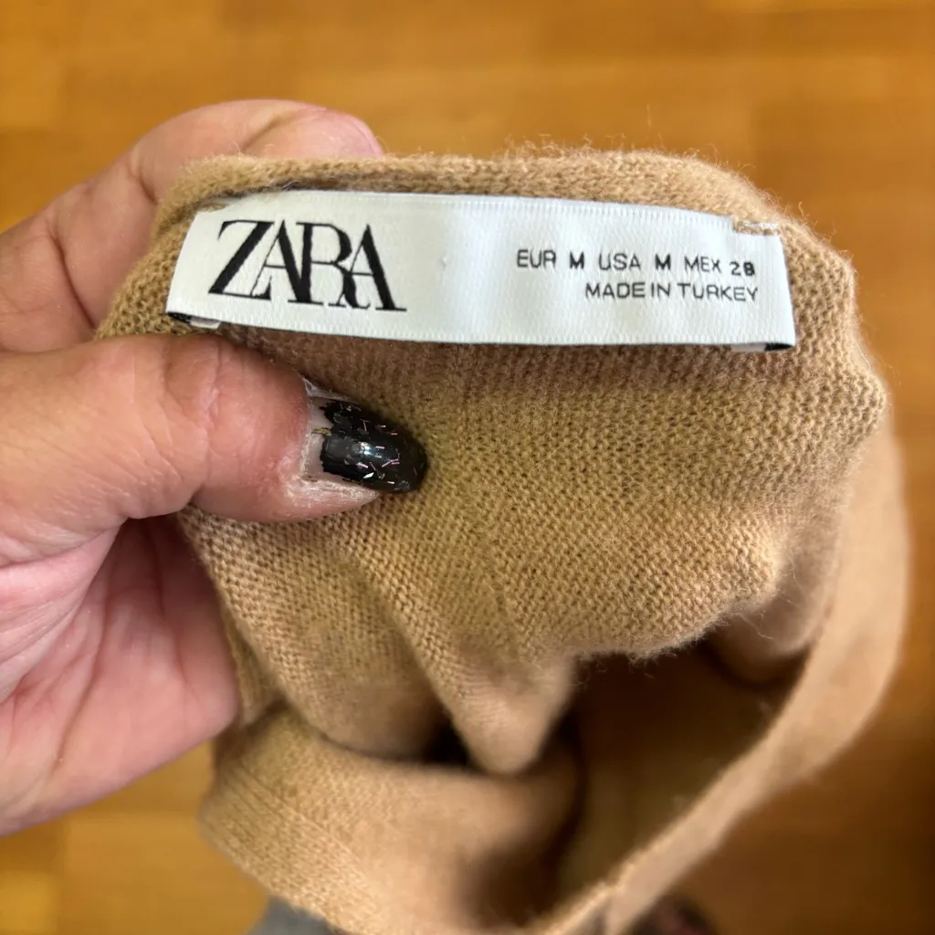 Zara Wool Cashmere Slouchy Coastal Boho Preppy Fisherman Kimono Sleeve Sweater M - Image 8