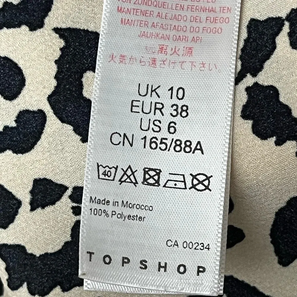 Topshop Leopard Print Button Up Cropped Blouse Womens Tie Hem Mobwife Satin 6 - Image 8