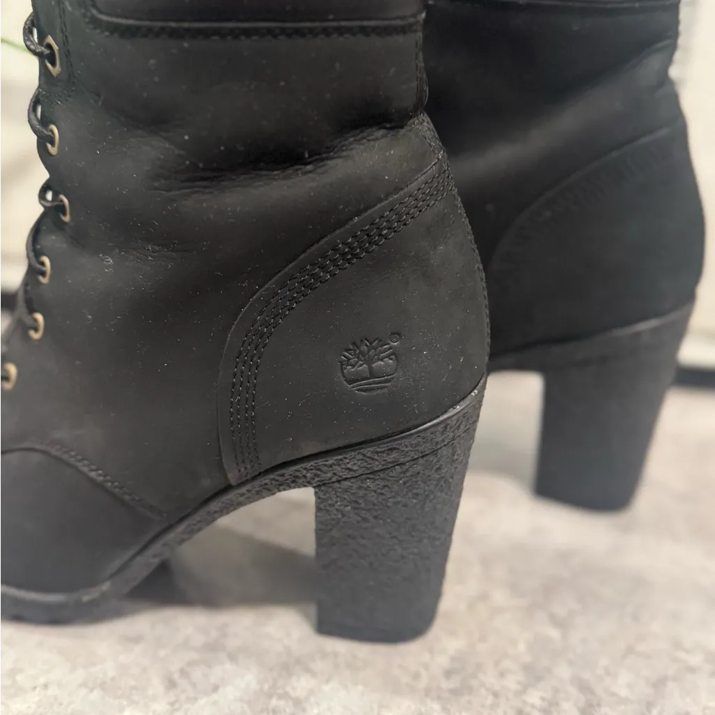 Timberland Glancy Earthkeepers Black Leather Heeled Boots Size 7.5 - Image 5