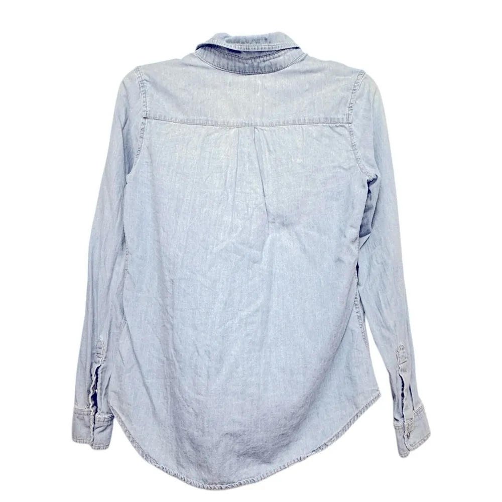 Wax Jean Blue Denim Blouse Long Sleeve Size Small - Image 3