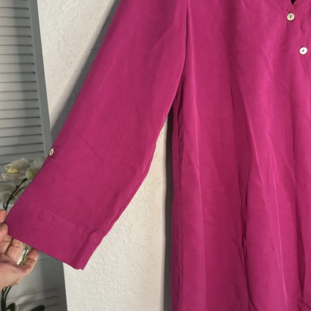 Soft Surroundings Washed Tencel Asymmetric Tunic Top Pink Orchid Fuchsia Small - Image 4