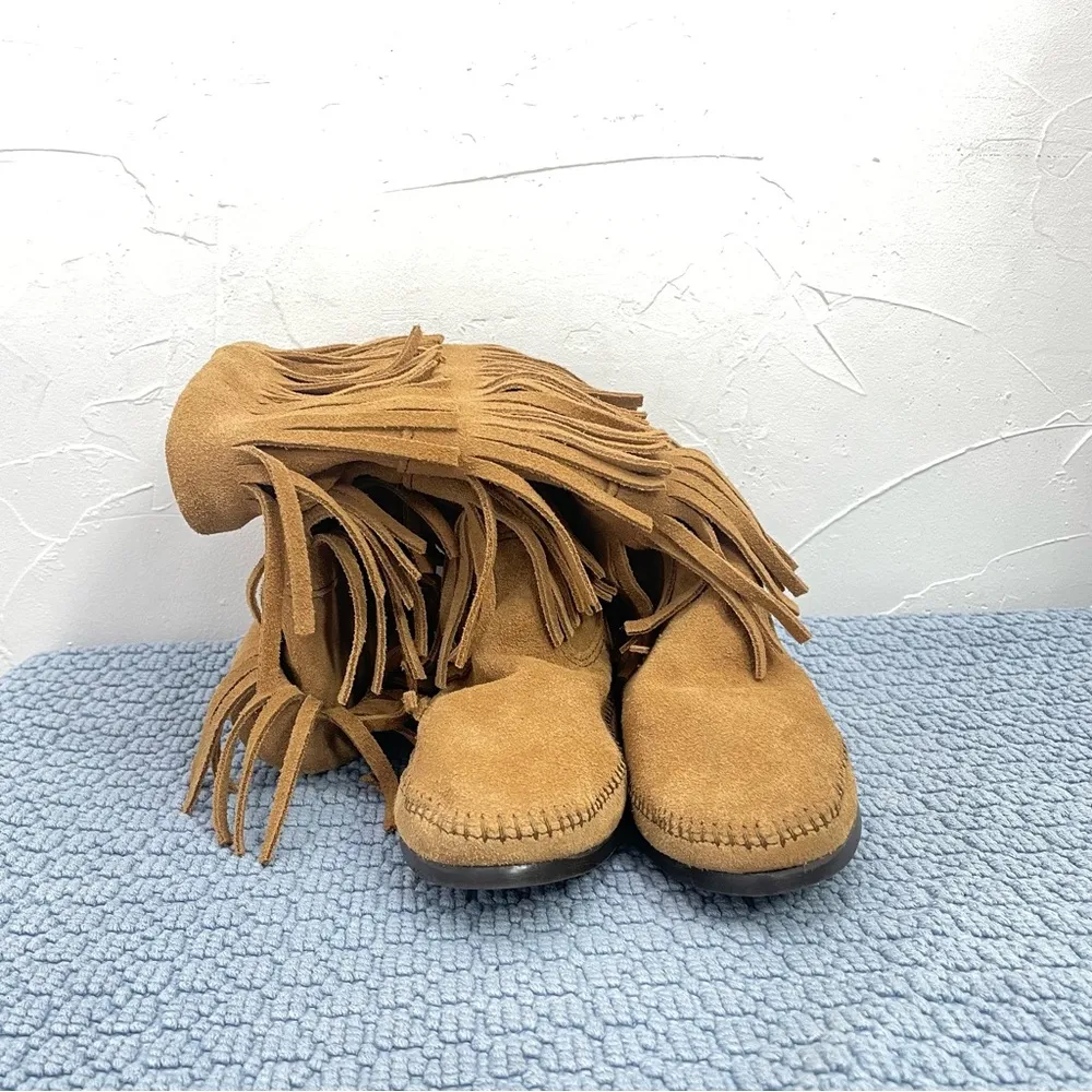 NWOB  3-Layer Fringe Pull-On Boot in Taupe - Image 2