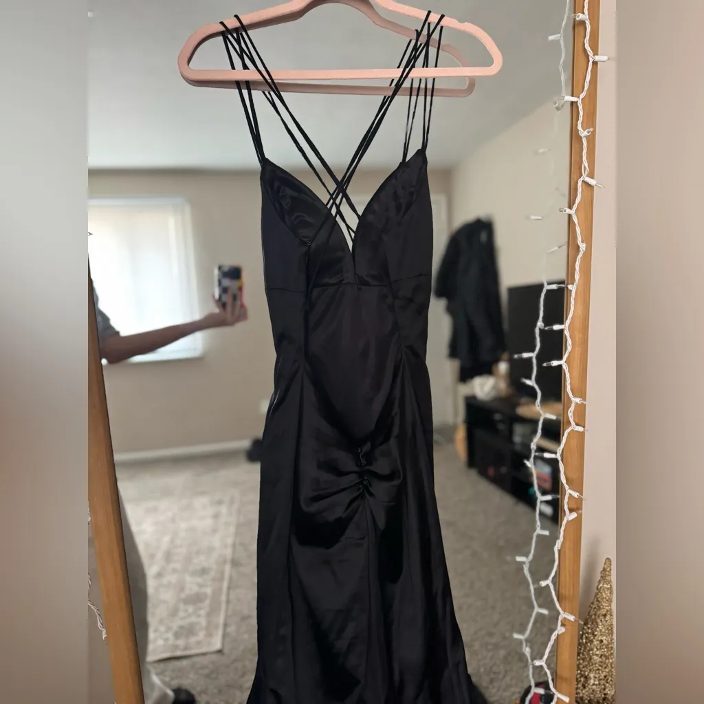 Sherri Hill Black Satin Sweetheart Mermaid Gown Unaltered - Image 5