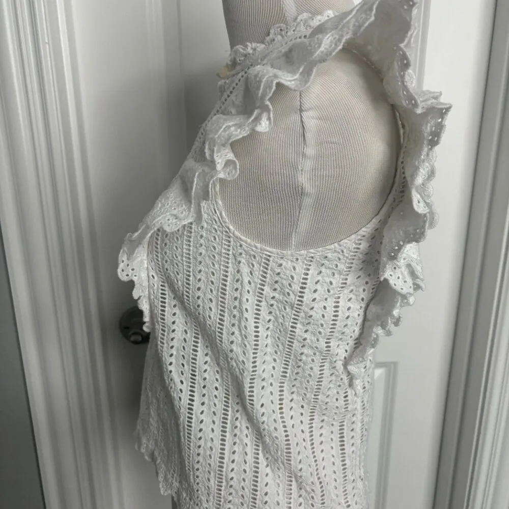 La Vie Rebecca Taylor Eyelet Balliet Blouse White XS Preloved - Image 7