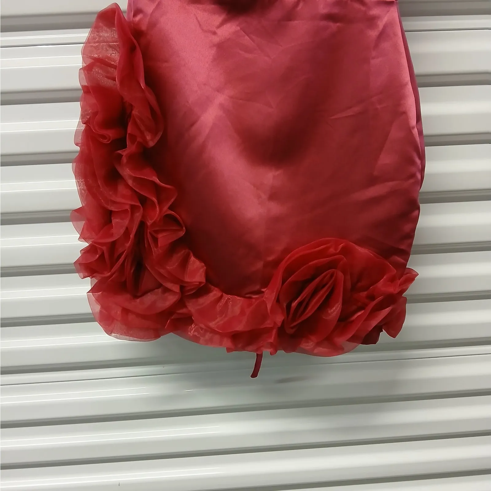 Y2K Retro One Shoulder Dress Women's Size 2 Red Wedding Cocktail Party Prom - Image 6